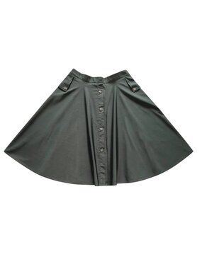 SHEIN Solid Button-Detail Flare Skirt